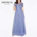 High quality summer lace mesh short sleeve clothes formal women maxi ball gown dresses